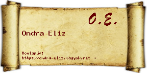 Ondra Eliz névjegykártya